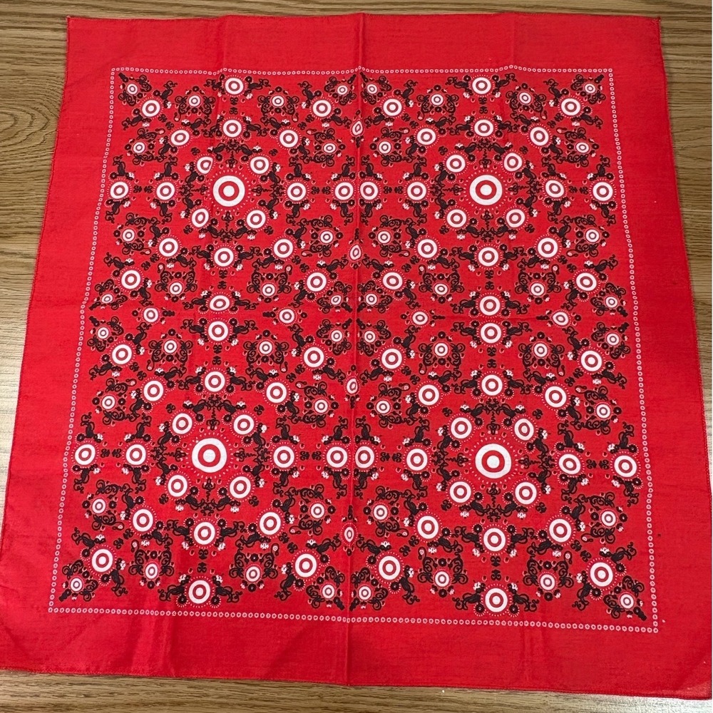 Red Black White Geometric Pattern Square Bandana Scarf Headband Kerchief